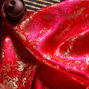 Abiti di alta qualità Brocade jacquard poliestere rossa sfondo dorato in tessuto coda per phoenix per donne tessuti patchwork vestito da 100x90