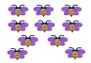 10pcs lavender Bees patches insect badges for clothing iron embroidered patch applique iron on patches sewing accessories DIY7237210