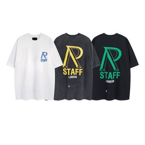 Retro high street t-shirt designer homens camisetas verão manga curta em torno do pescoço carta impressa solta algodão top tee