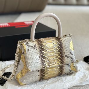 Женская топ -ручка с ручкой кожи Serpentine Snake Skin Skine Shatke Calfskin Sags Gold Metal Аппаратное оборудование мателассе цепь поперечного тела сумок плеча Mutlti Pochette 22см