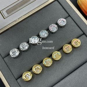 Women Daily Letter Earrings Studs Luxury Gold Plated Earrings 6 Colors Collection Trendy Simple Crystal Earrings With Box