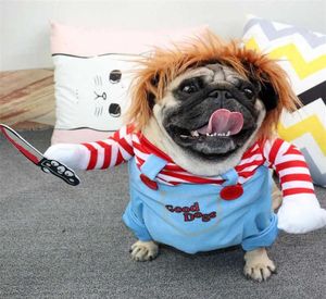 2021 Halloween Dog Costumes Funny Pet Clothes Cat Cowboy Riders Outfit For Small Medium Large Bulldog Christmas Knight Cosplay220S5574369