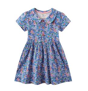 Hoppningsmätare blommor baby flicka klänningar ny topp märke bomull tröja prinsessan barn kläder blommor tryck sommar barn frock 210313429594