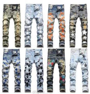 Designer Mens jean Distressed Ripped Bikers Man Luxury Jeans Slim Fit Motorcycle Biker Denim For Men pant