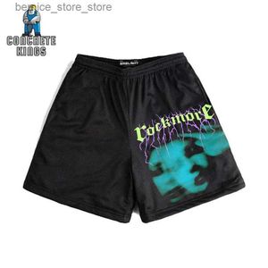 Men's Shorts Men Shorts Hip Hop Y2K HARAJUU SKULL DRUKUNKA KRÓTKI SPORTY SPORTY STREETWARE LETNY Trening Gym Fashion Straszne workowate spodnie Q240305