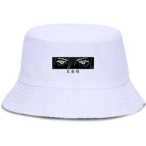 Gojo Satoru Jujustu Kaisen Black Print Bucket Hats Hip Hop Fisherman Hat Summer Sun Shads Outdoor Caps Sun Proteciund Unisex Cap325M