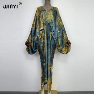 Klä DEEP V Neck Sexig Bech Europe Summer Silk Feeling Bohemian Print 2022 Winyi Maxi Women's Robes Long Beach Vneck Bohemian Dress