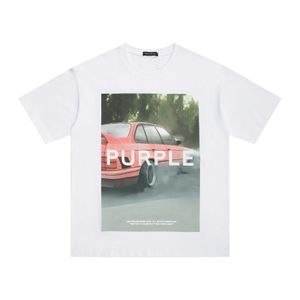 Abbigliamento firmato Magliette da uomo Felpa con cappuccio Marchio di lusso Primavera Estate Moda Viola Marchio Auto Stampa Hip Hop T-shirt casual a maniche corte allentata da uomo e da donna 9J3F