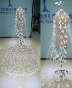 Selling Real Image Butterfly Bridal Veils White Sheer Tulle One Layer Long Veil With Comb Wedding Veil4498547