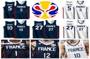 2019 Dünya Kupası Takımı Basketbol Formaları 2 Amath M039Baye 21 Andrew Albicy 17 Vincent Poirier 26 Mathias Lessort Gobert Batum FO7000935