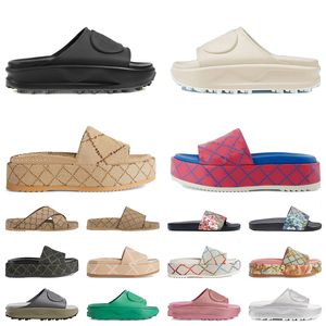 Lyx mode duk glider sandaler berömda designer kvinnor män plattform tofflor loafers strandskor mjuk moln sandale plattform gummi skjutreglage platt flip flops