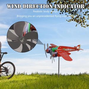 Gartendekorationen, kreative 3D-Flugzeug-Wetterfahne, Plug-Dekor, schicke Plug-in-Windmühle, korrosionsbeständige, wetterfeste Ornamente für den Außenbereich