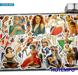 50 pezzi sexy bellezza retrò bella calza leggiadra signora ragazza telefono portatile adesivi per auto pacchetto per fai da te bagaglio chitarra skateboard adesivo C3010513