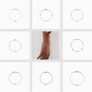 Recomendação popular: design em ouro rosa 18K, pulseira de diamante minimalista, moderna e clássica