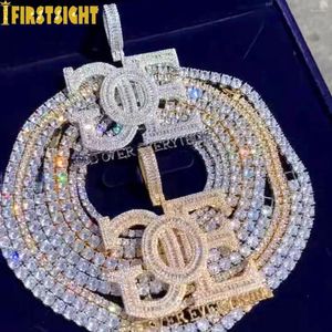 Chains Iced Out God Over Every Thing Pendant Necklaces Silver Color Bling Zircon Letter GOE Charm Men's Hip Hop Jewelry