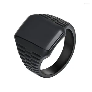 Cluster Ringe Letapi Punk Vintage Chunky Siegelring Schwarz Edelstahl Geometrische Stempel für Männer Uhrenarmband Textur Finger Schmuck Geschenk