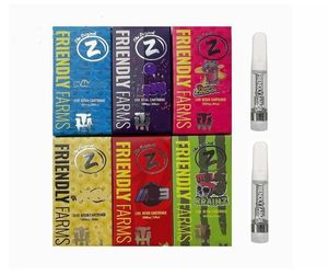 Friendly Farm Glass Cartridge Ceramic Coil Vapes Cart 510 Tråd Atomizer 0,8 ml 1,0 ml för tjock olja 300 st