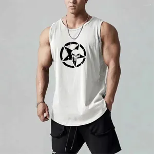 Regatas masculinas verão moda impressa sem mangas t camisa treino ginásio ao ar livre roupas esportivas respirável colete de fitness roupas