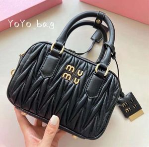 24 Fashion Miui Bag Matelasse Bowling Square Shoulder Womens Hobo Luxury Handbags Cross Bodys Cosmetic Designer Genuine Leather Clutch Tote Travel handbag