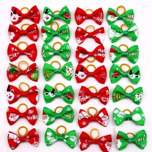 Dog Apparel 100Pcs Christmas Bows Diamond Pet Hair Xmas Accessories Small Rubber Products