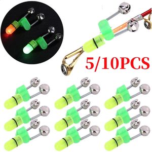 10PC LLED night fishing rod bite bait alarm night fishing rod tip double bell ring fishing bait accessories 240305