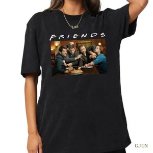 T-Shirts Supernatural Friends Baskı Kadınlar Tshirts Moda Unisex Giyim Kısa Kol Kıyafetleri Yaz Kadın Tee Grafik Tshirt Erkekler