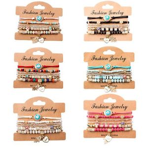 Bohemian Handmade Beads Bracelet Set For Women Summer Colorful Beaded Chain Bangle Girls Boho Jewelry Accessories