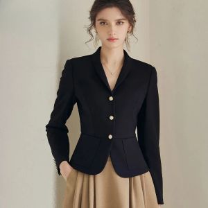 ブレイザーズジャケットブレザーウーマンクロップ服スリムなアウターウェイズ女性のための短いソリッドコート