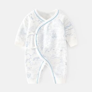 Född långärmad baby casual jumpsuits baby pojkar flickor småbarn rompers bomullskläder kläder mjuka onepiece pyjamas 240220