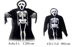Halloween Skeletons Costume Adult And Child 120cm 90cm Masquerade Dance Skull Ghost Costume horror Zombie MaskBones Gloves Cosp5509366