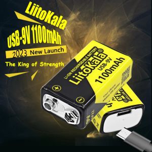 Liitokala USB-9V 1100mAh Bateria recarregável de li-íon li tipo C USB 6F22 9V Bateria para RC Helicopter Model Microfone Toy