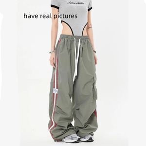 2023 Y2K Streetwear Cargo Pant Casual Kordelzug Jogginghose Fallschirm Track Harajuku Baggy Breite Bein Jogger Hosen 240301