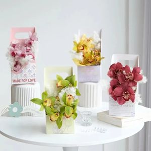 3pcs Flower Boxes Wrapping Paper Basket Bouquet Packaging Handy Gift Bag For Women Birthday Wedding Valentines Day 240223