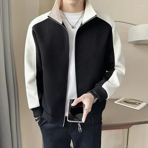 Herrenjacken Herrenmäntel Mode Koreanische Luxuskleidung Langarm Für Männer Stehkragen Patchwork Farbe Slim Fit Freizeitjacke Mann