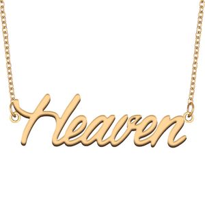 Heaven name necklaces pendant Custom Personalized for women girls children best friends Mothers Gifts 18k gold plated Stainless steel