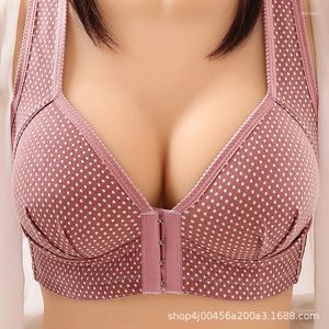 Sutiãs tamanho grande botão frontal tipo mulheres sexy roupa interior sem anel de aço push up impressão sutiã íntimo tops bekleidung damen