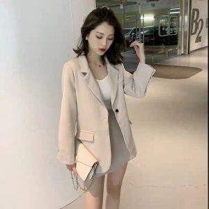 Ternos femininos curtos 2 conjuntos de escritório 2023 conjunto de duas peças para mulheres terno com saia e blazer outfit verão manga longa co ord estilo coreano