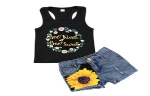 Roupas de bebê menina roupas infantis camisetas tops + calças jeans shorts set8729067