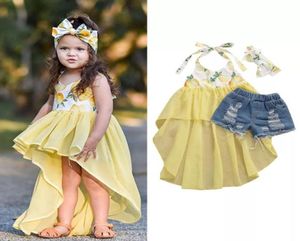 Mädchen-Trainingsanzug mit Blumenmuster, Kleidungssets, 2-teiliges Set, unregelmäßige Weste, Kleid, kurze Mädchen-Outfits, Kinder, Designer-Kleidung, Kinderboutique 3 c8218847