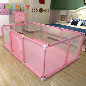 IMBABY Baby Playground Pink Baby corralitos With Single Football Gate Baby Balls Pool Fence Corral for Babies from 0 to 6 Months 240226