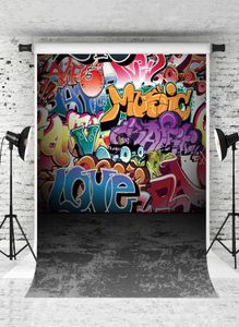 Dröm 5x7ft färgglad graffiti väggbakgrund Hiphop street konstpografi bakgrund för baby porträtt po grå golvbakgrund S1756228