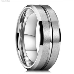 Band Rings Fashion 8mm Silver Color Titanium Steel Rings For Men Women Matte Brushed Men Stainless Steel Rings Wedding Band Jewelry Gifts L240305