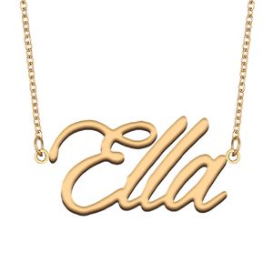 Ella namn halsband hänge för kvinnor flickor födelsedag gåva anpassad typskylt barn bästa vänner smycken 18k guld pläterat rostfritt stål