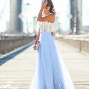 Платья голубые платье летнее кружевное элегантное женское платье выпускное платье шифоновое платье Peach Girls Western Prom Gogemian платье