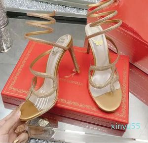 2024 Snake Evening Shoes Snake Strap Around the Designer 9,5 cmparty