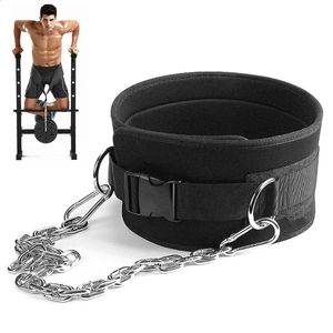 Weight Lifting Dip Belt with Chain Heavy Duty Core Support For Fitness Bodybuilding Pull up Strength Training Load Waist Strap 240227