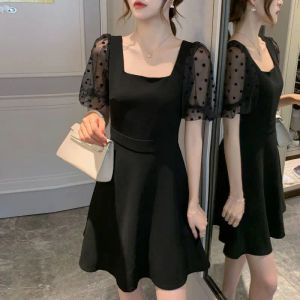 Dress Clothing Backless Female Dresses 2023 Open Back Black Midi Women's Dress Mesh Hot Luxury Xl Loose Sensual Sexy Promotion X Sale
