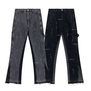 Mens Pants Designer Sweatpants High Quality Pants Casual Hip Hop High Street and Worn Out Water Wash Speckled Ink Painted Jeans