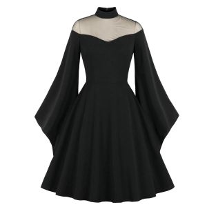 Elbiseler Kadınlar Ortaçağ Retro Kraliçe Prenses Parti Elbise İngiliz Tarzı Gotik Karnavalı 50s Flare Sleep Swing Cosplay Kostüm