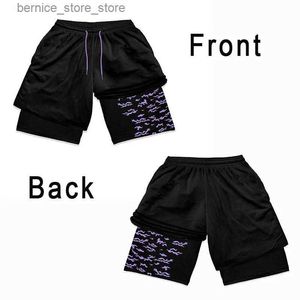 Herren Shorts Anime 3D-Druck Performance Shorts Männer 2 in 1 Training Gym Shorts Fitness Jogging Basketball Sommer Sport Workout Shorts Q240305